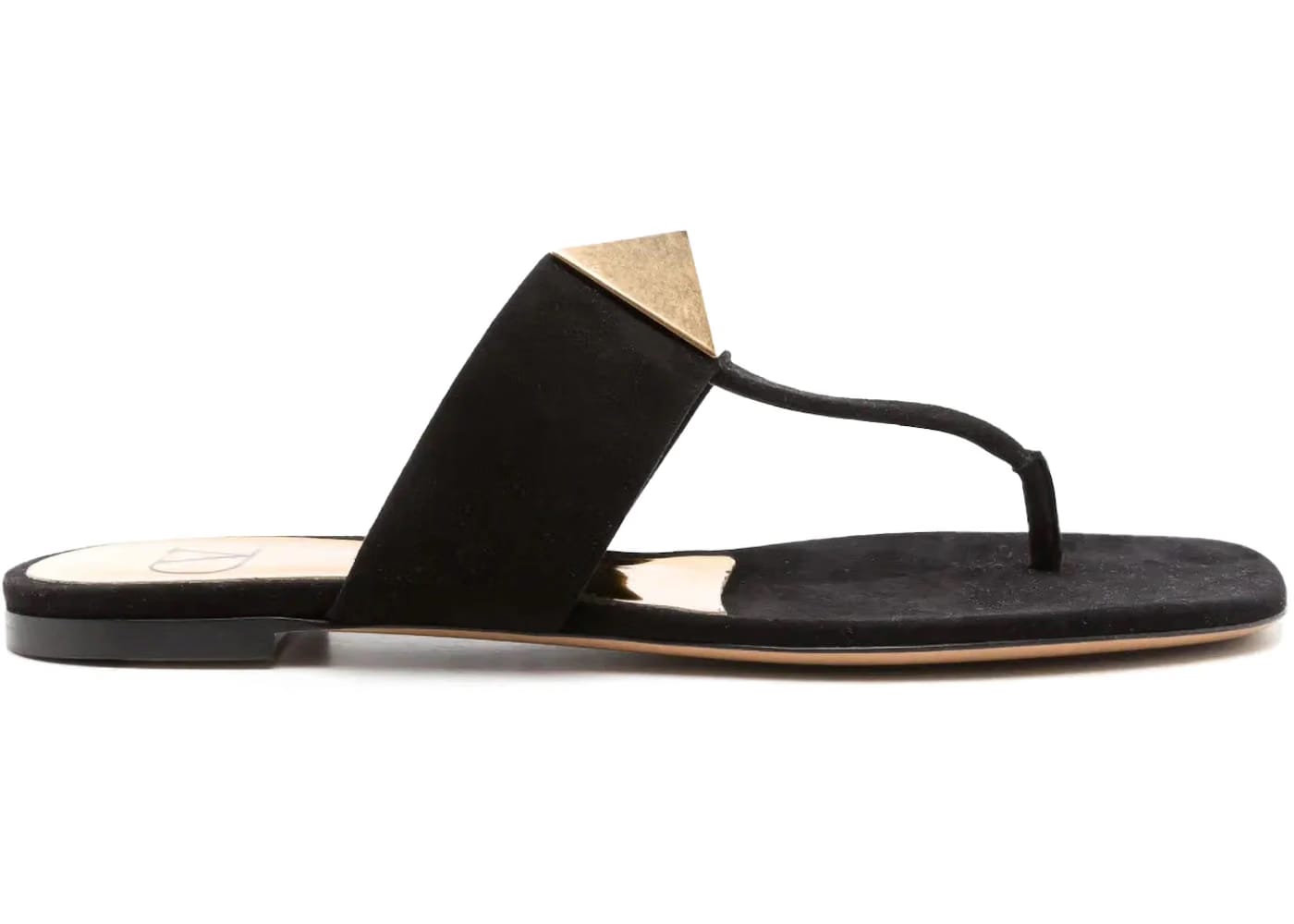 Valentino Garavani One Stud Flat Thong Sandals Black (Women's)
