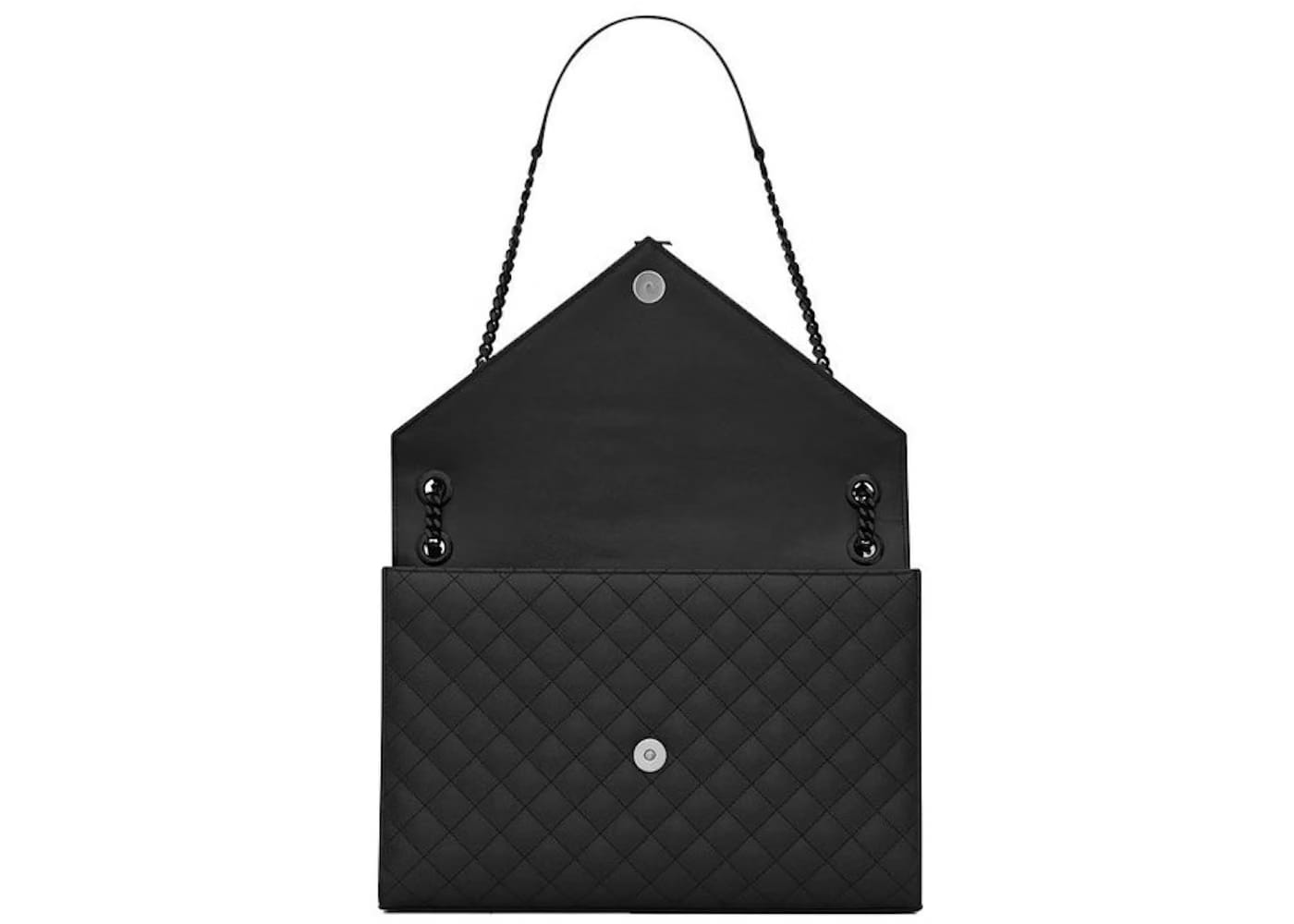 Saint Laurent Envelope Grain de Poudre Embossed Leather Mix Matelasse Large Black