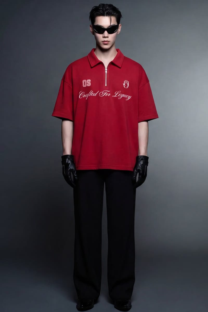 Off Supply Crafted For Legacy Red Quarter Zip T-shirt