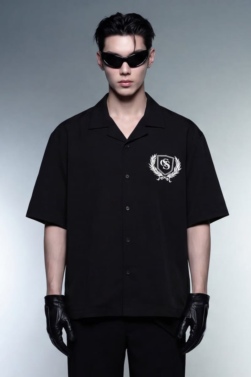 Off Supply Elegance In Motion Black Bowling Shirt