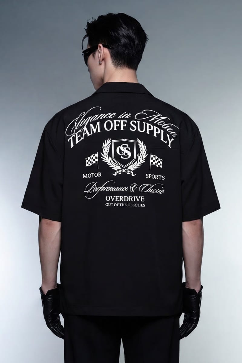 Off Supply Elegance In Motion Black Bowling Shirt