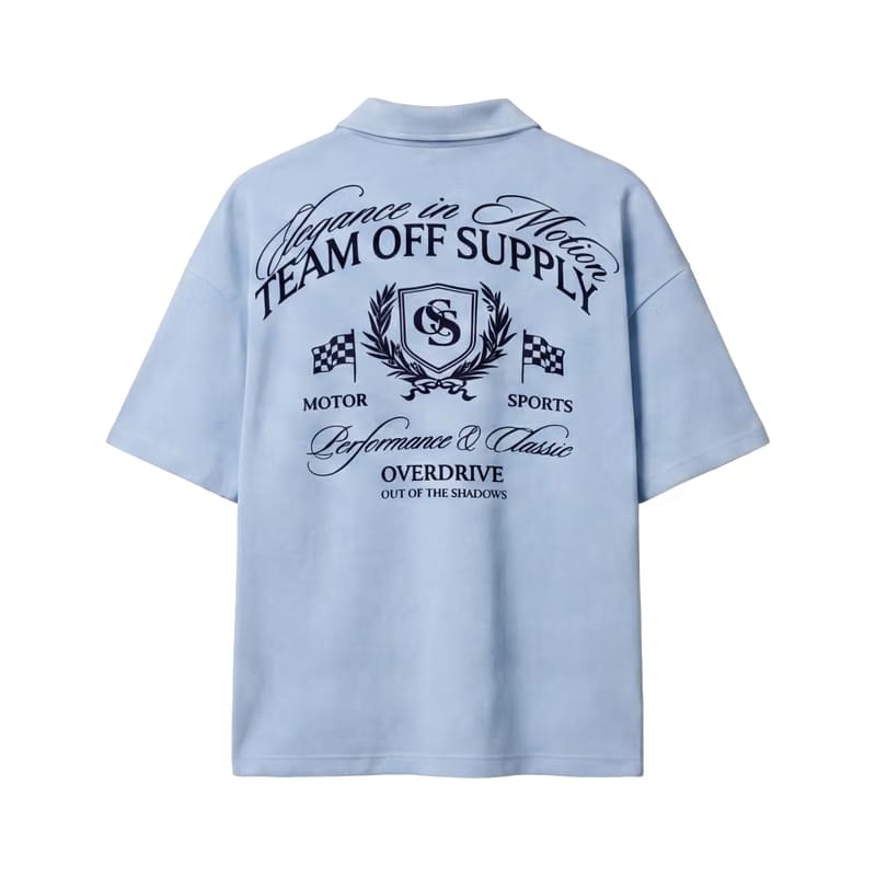 Off Supply Elegance In Motion Ice Blue Quarter Zip T-shirt