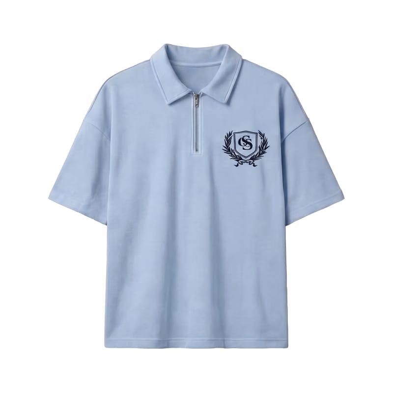 Off Supply Elegance In Motion Ice Blue Quarter Zip T-shirt