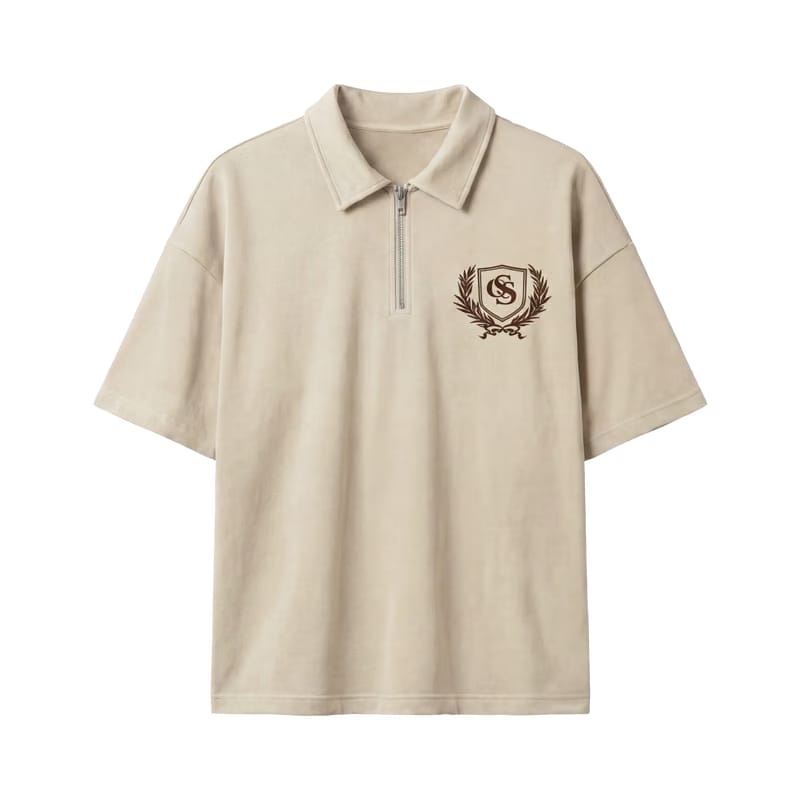 Off Supply Elegance In Motion Sand Quarter Zip T-shirt