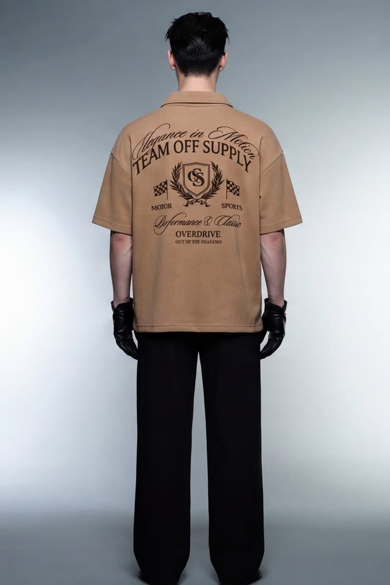 Off Supply Elegance In Motion Sand Quarter Zip T-shirt