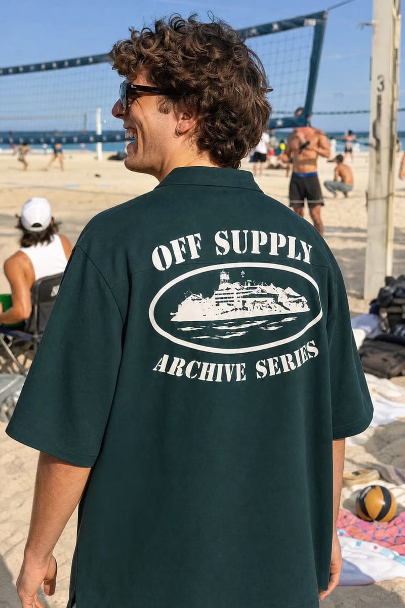 Off Supply Island Archive Bowling Shirt - Forest Green