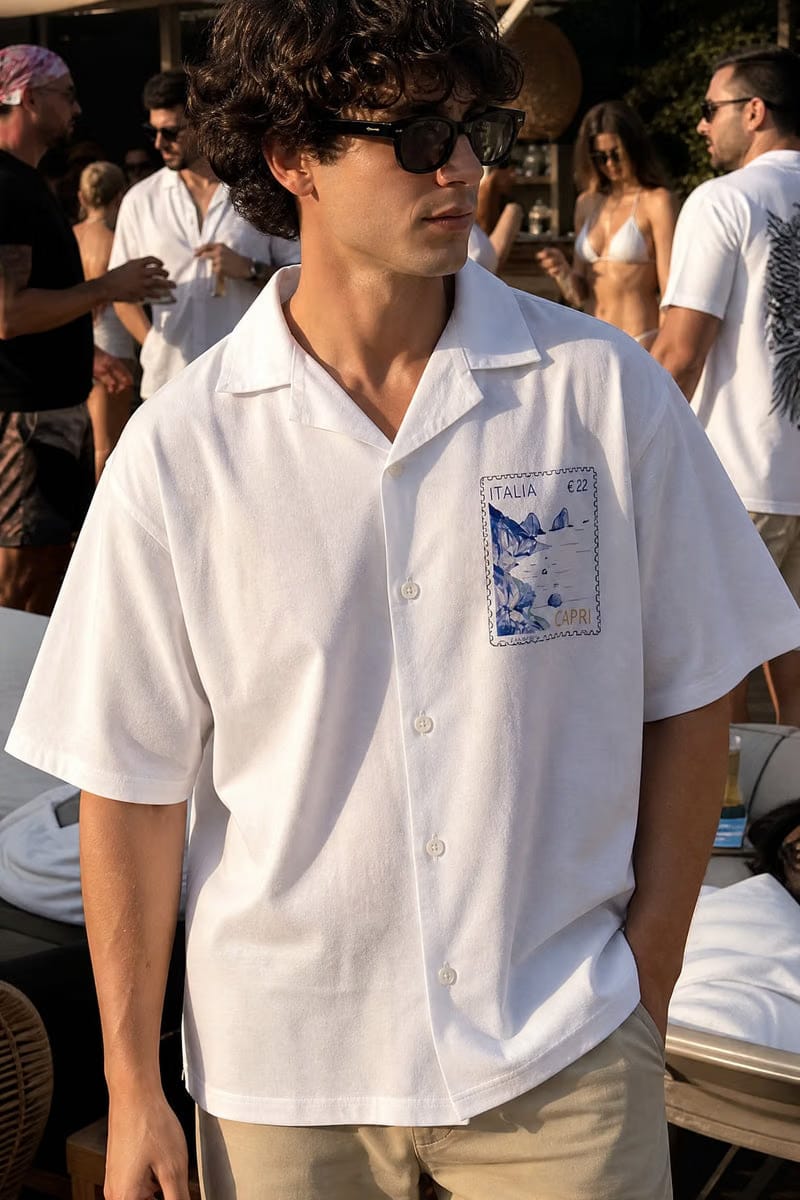 Off Supply Limoncello Afternoons Bowling Shirt White