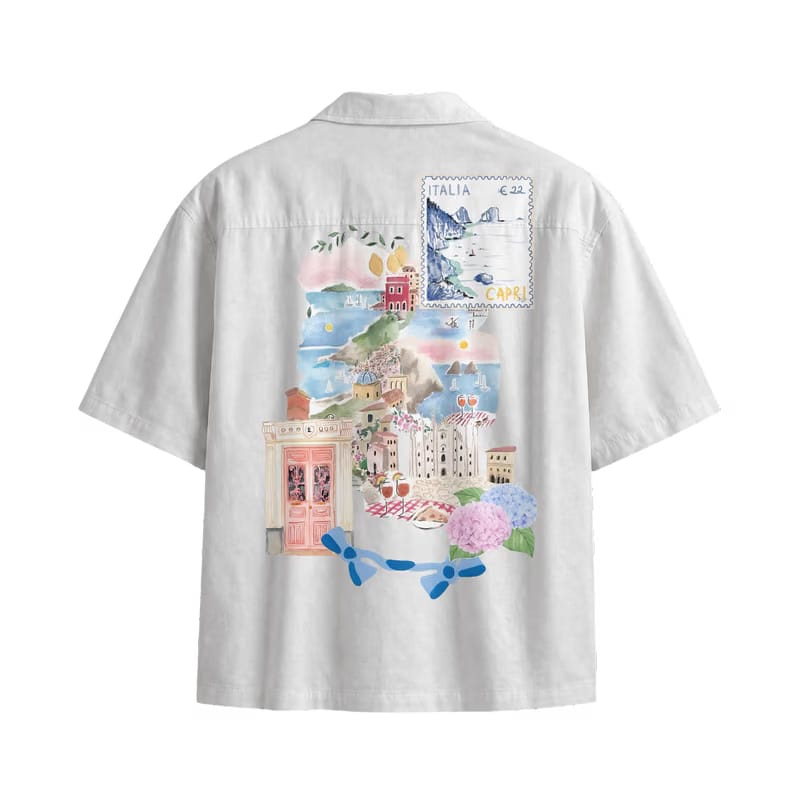 Off Supply Limoncello Afternoons Bowling Shirt White