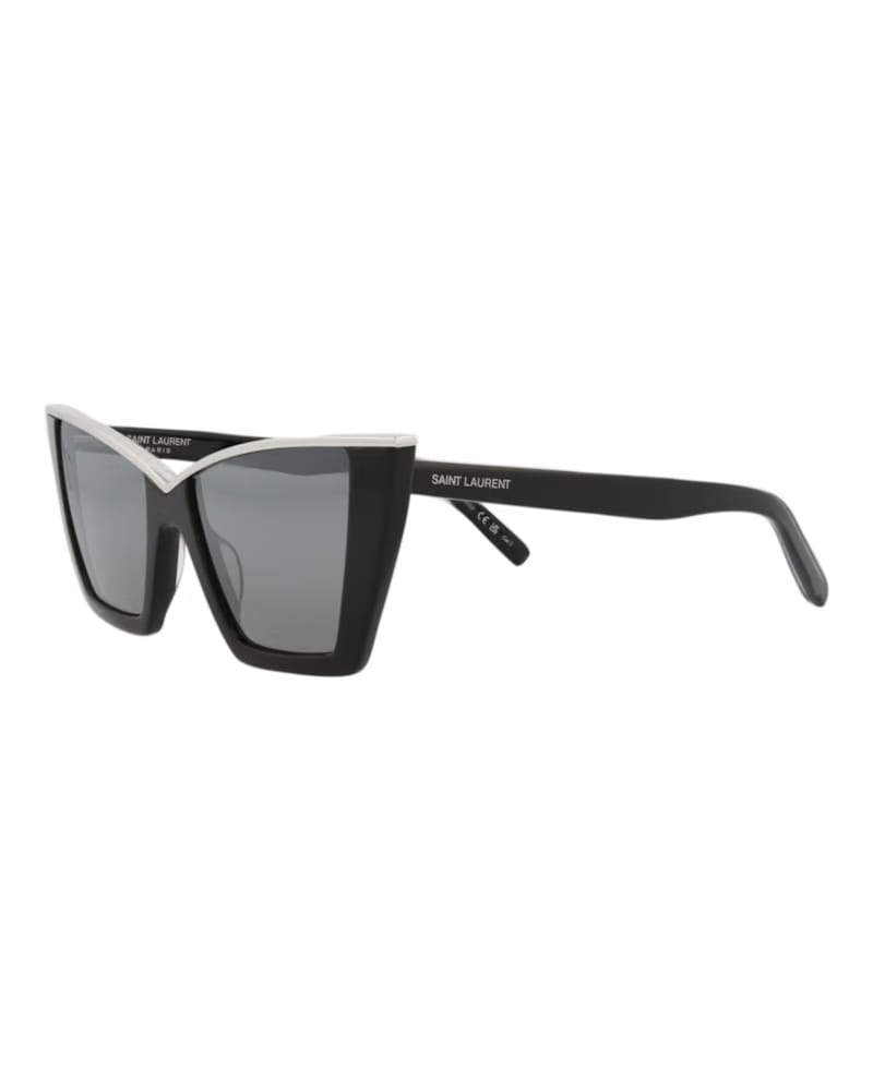 Saint Laurent Cat Eye-Frame Acetate Sunglasses Black Black Silver (SL570-30014007-002)