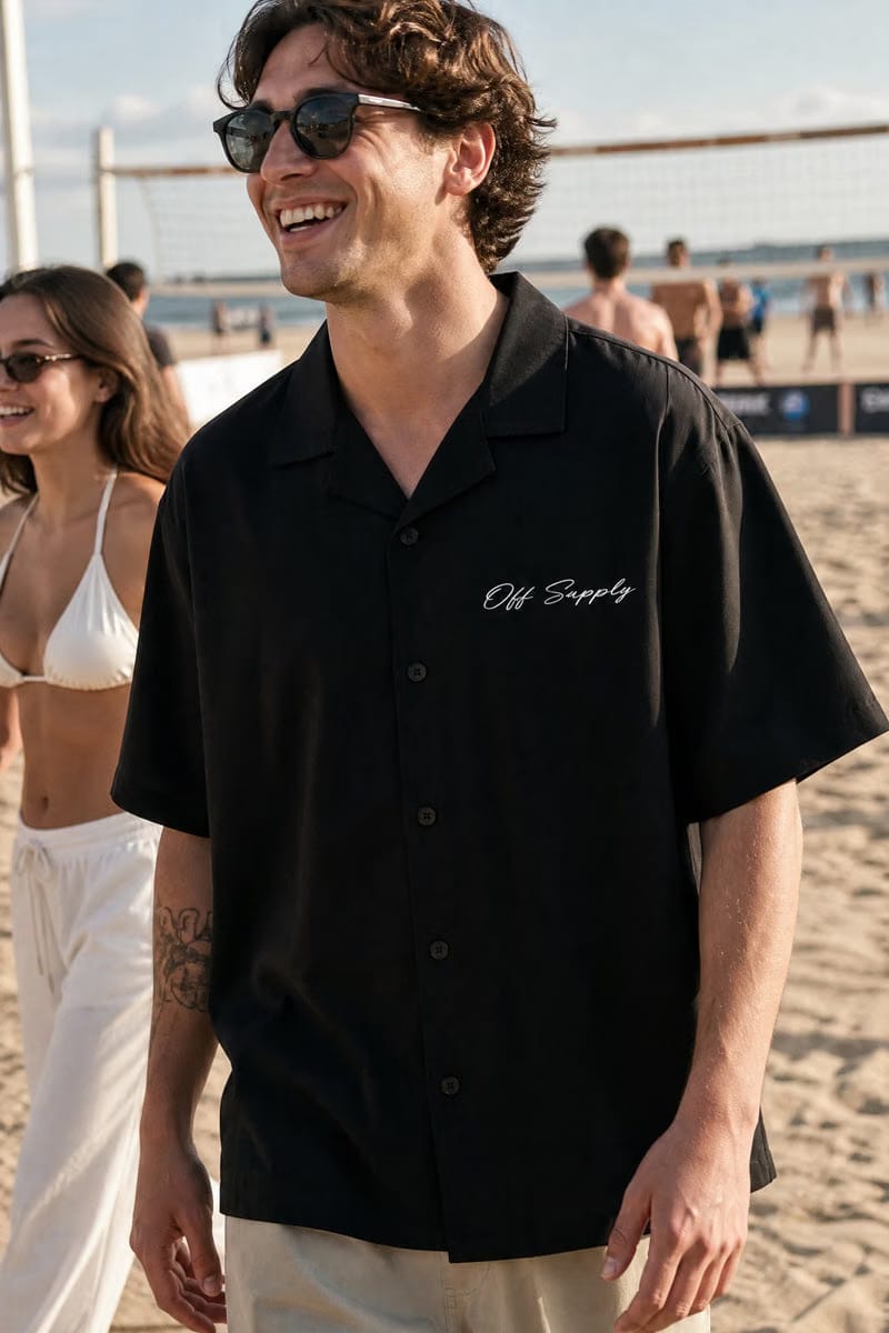 Off Supply People of Culture Black Bowling Shirt