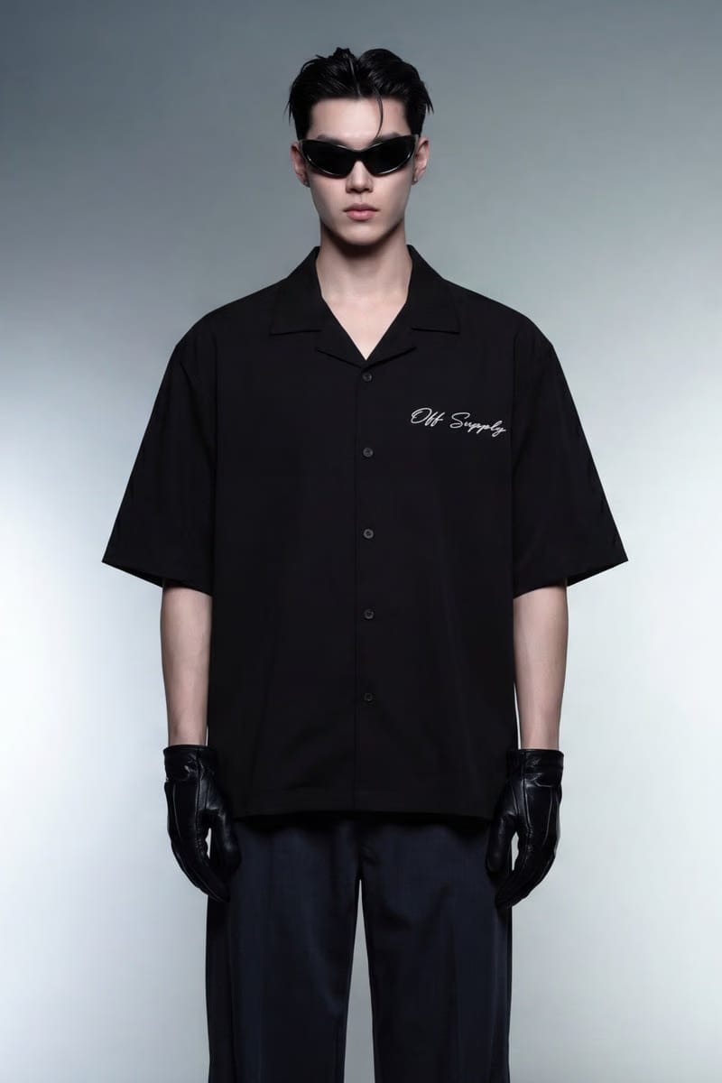 Off Supply People of Culture Black Bowling Shirt