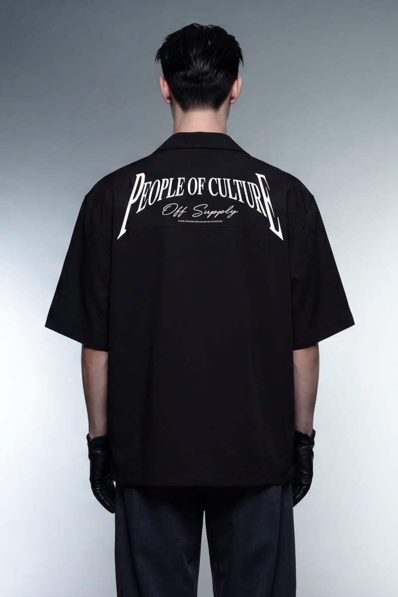 Off Supply People of Culture Black Bowling Shirt