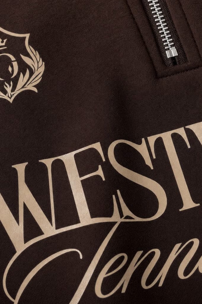 Off Supply Westwood Tennis Club Brown Quarter Zip T-shirt