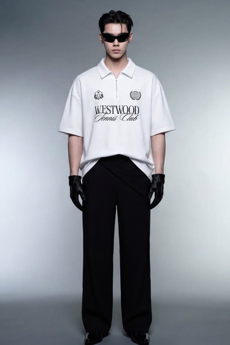 Off Supply Westwood Tennis Club White Quarter Zip T-shirt