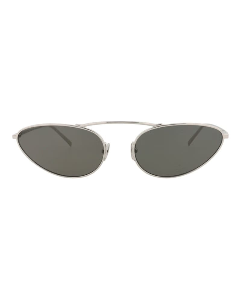 Saint Laurent Round-Frame Metal Sunglasses Silver/Silver/Grey (SL538-30013515-002)