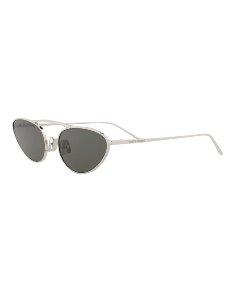 Saint Laurent Round-Frame Metal Sunglasses Silver/Silver/Grey (SL538-30013515-002)