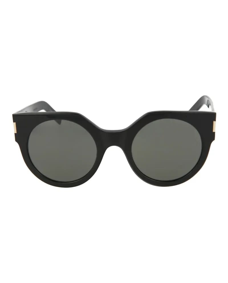 Saint Laurent Round-Frame Acetate Sunglasses Shiny Black (SL185SLIM-30001892-001)