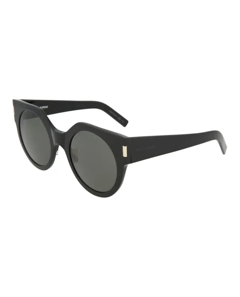 Saint Laurent Round-Frame Acetate Sunglasses Shiny Black (SL185SLIM-30001892-001)