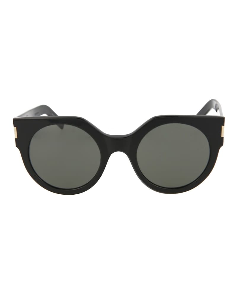 Saint Laurent Round-Frame Acetate Sunglasses Shiny Black (SL185SLIM-30001892-001)