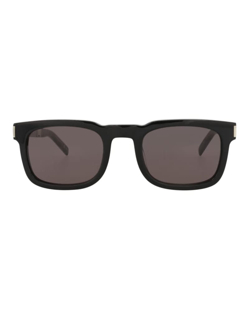 Saint Laurent Square-Frame Recycled Acetate Sunglasses Black/Silver/Black (SL581-30014111-001)