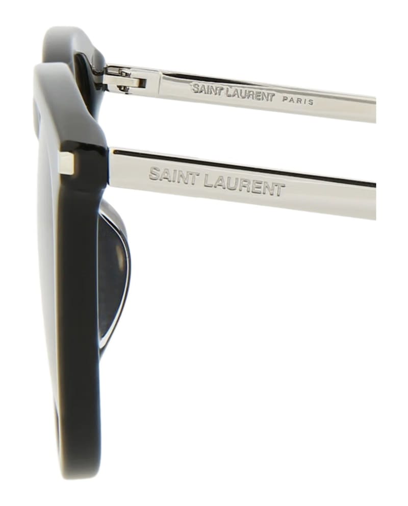 Saint Laurent Square-Frame Acetate Sunglasses Black/Silver/Black (SL360-30008550-001)