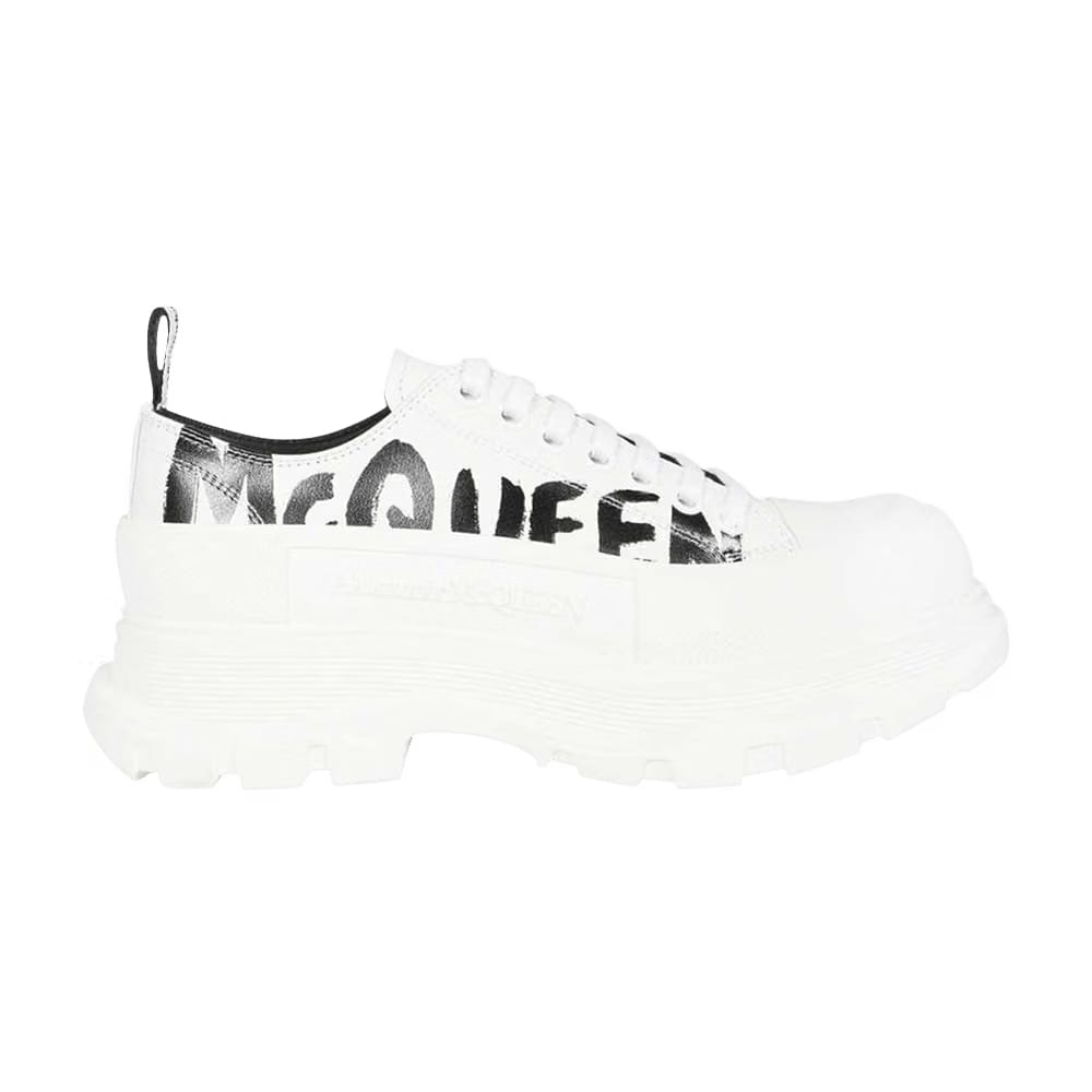 Alexander McQueen Tread Slick Lace Up McQueen Graffiti Logo - White