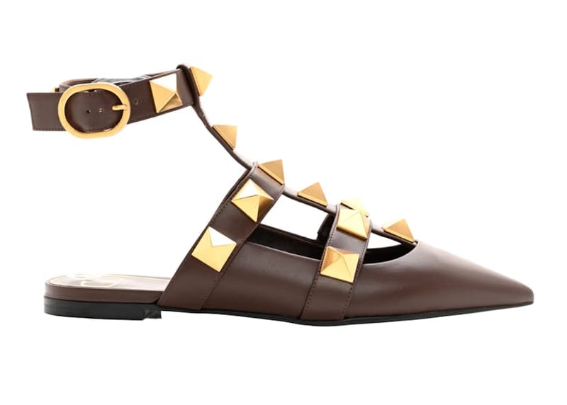Valentino Garavani Roman Stud Ballet Flats Brown (Women's)