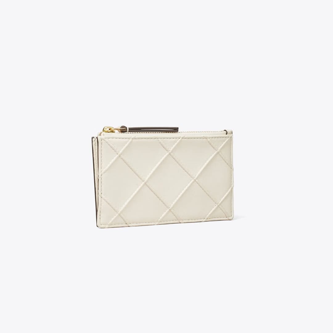 Tory Burch Fleming Zip Card Case Light Cream