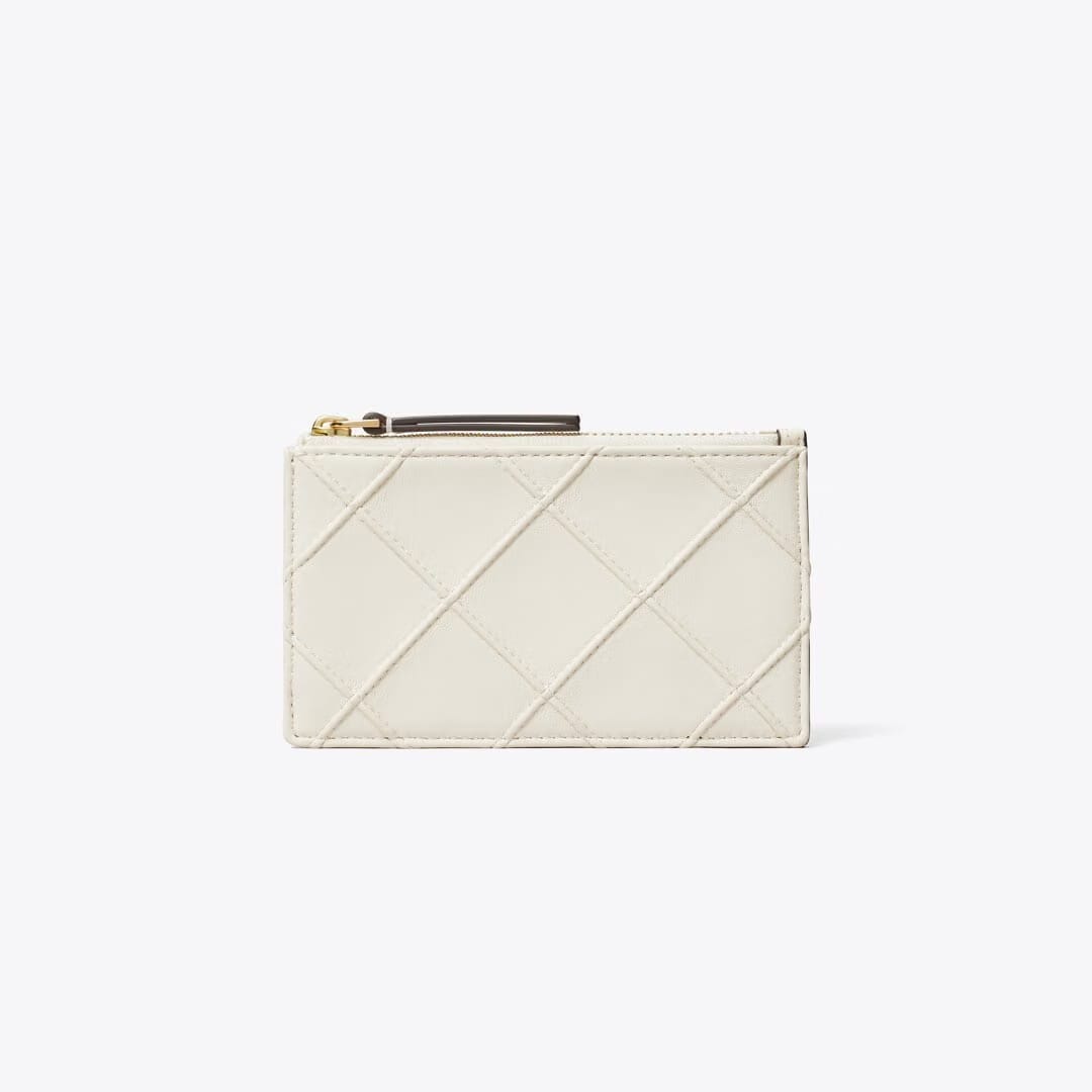 Tory Burch Fleming Zip Card Case Light Cream