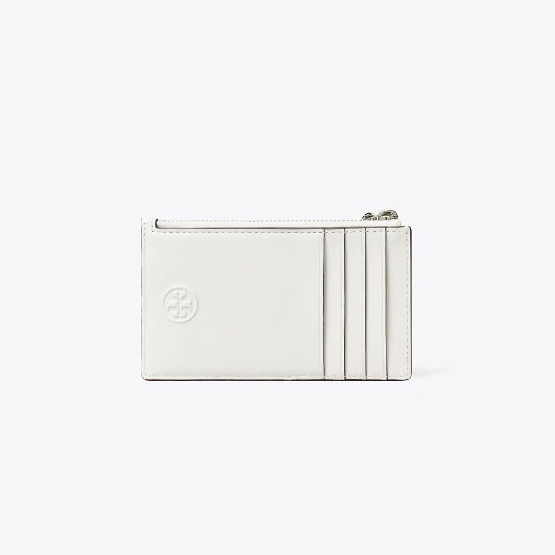 Tory Burch Fleming Distressed Charm Zip Card Case Cirrus Cloud