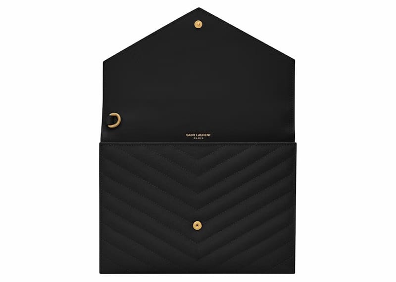 Saint Laurent Cassandre Matelasse Flap Pouch In Quilted Embossed Leather Black