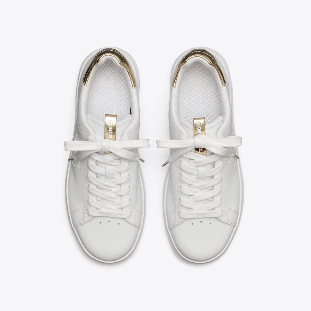Tory Burch Howell Court Sneaker Titanium White / Spark Gold