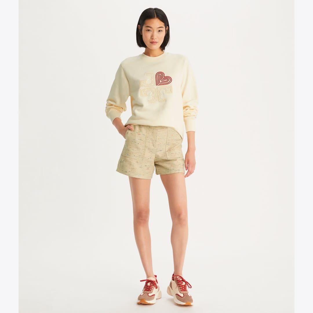 Tory Burch Good Luck Trainer New Cream / Taupe / TORY RED