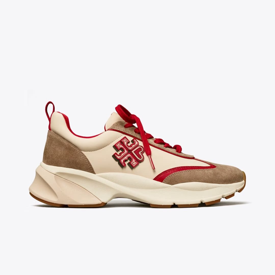 Tory Burch Good Luck Trainer New Cream / Taupe / TORY RED