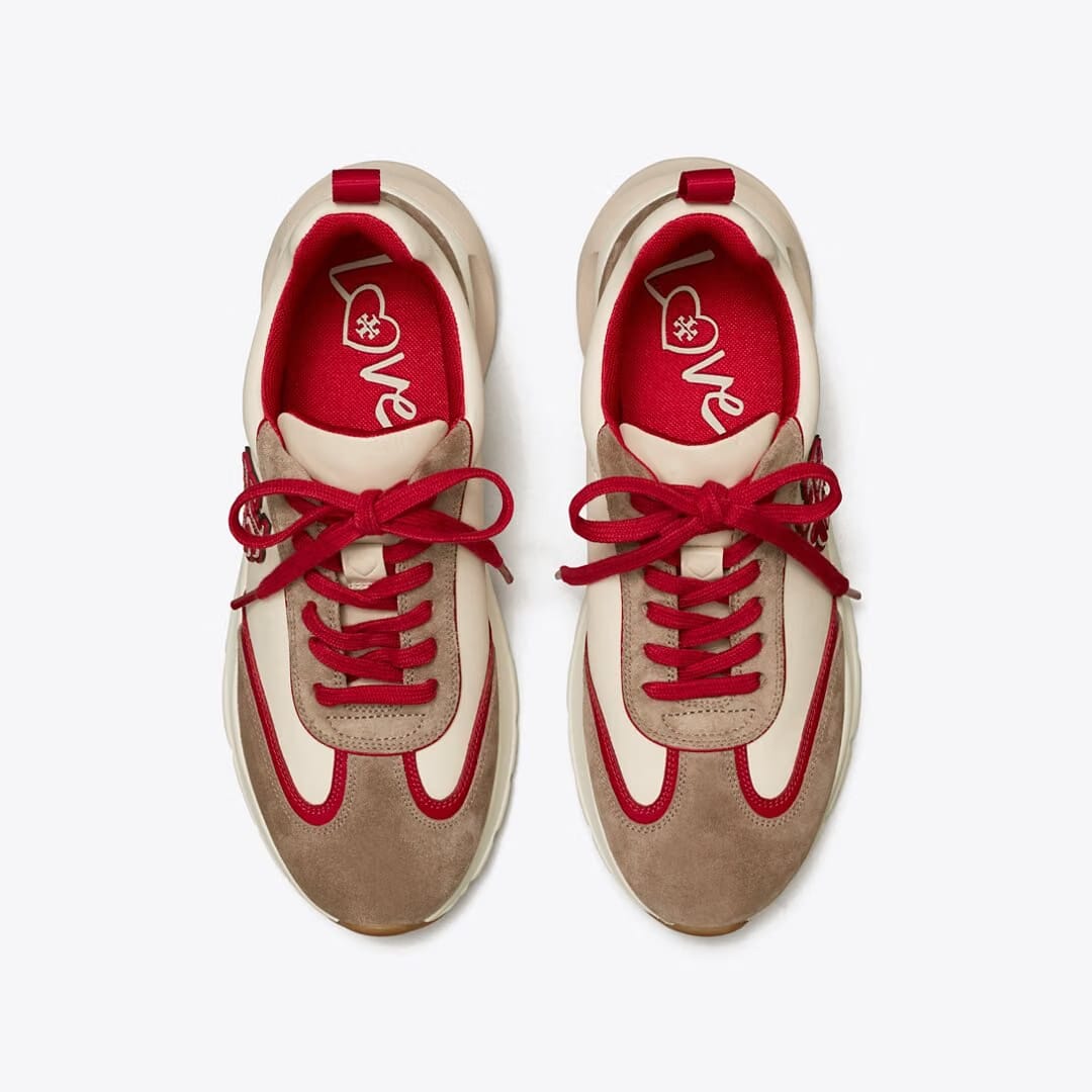 Tory Burch Good Luck Trainer New Cream / Taupe / TORY RED