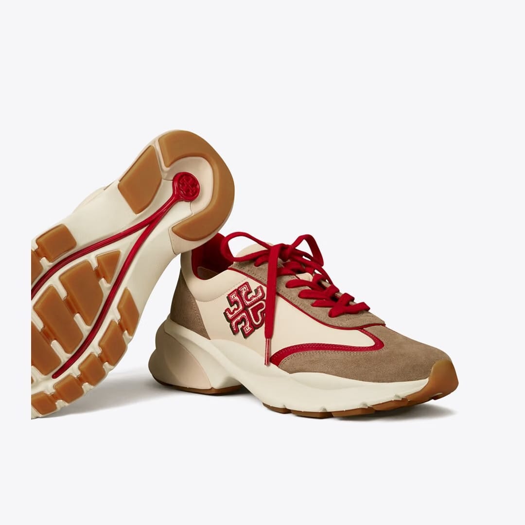 Tory Burch Good Luck Trainer New Cream / Taupe / TORY RED