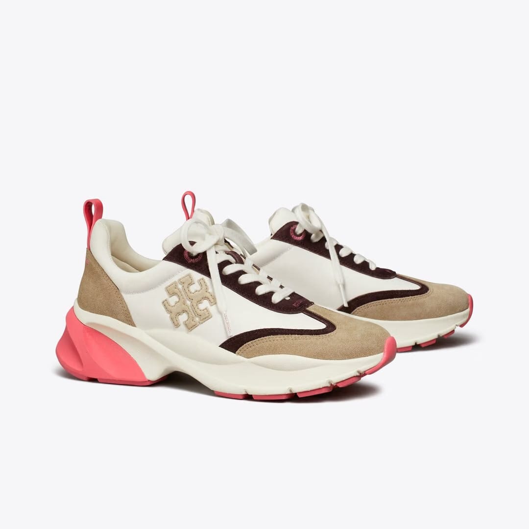 Tory Burch Good Luck Trainer NEW IVORY / Taupe / Pink