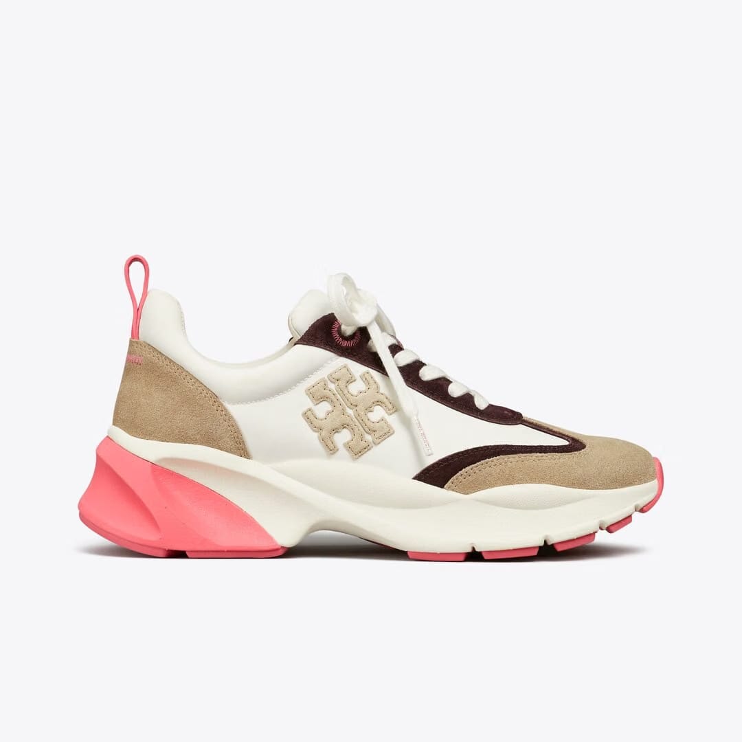 Tory Burch Good Luck Trainer NEW IVORY / Taupe / Pink