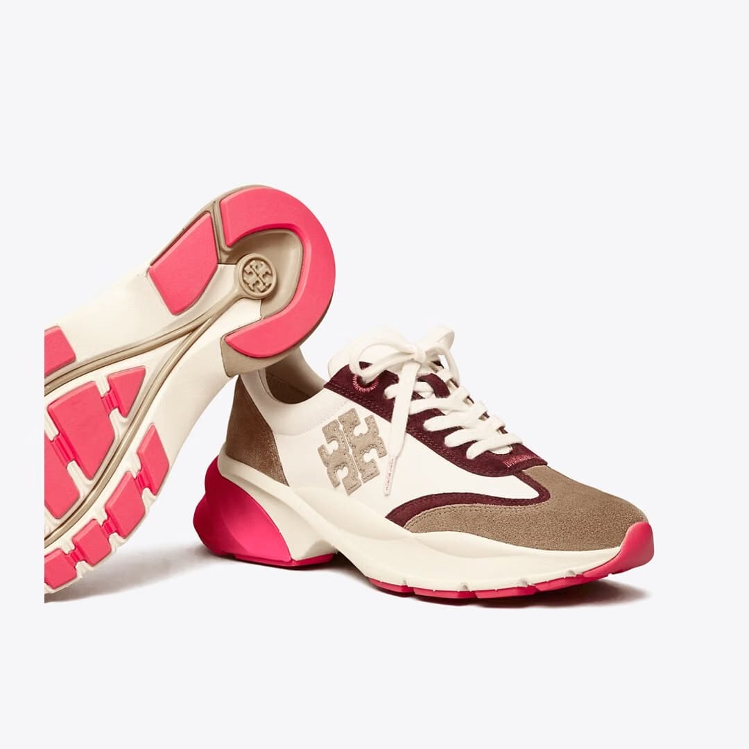 Tory Burch Good Luck Trainer NEW IVORY / Taupe / Pink