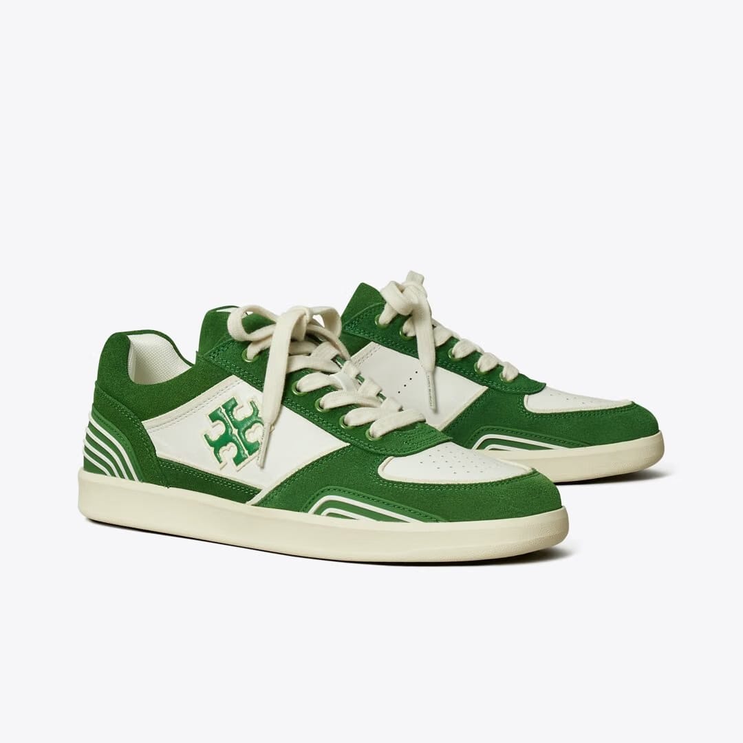 Tory Burch Clover Court Sneaker WHITE / MOSSY GREEN / MOSSY GREEN