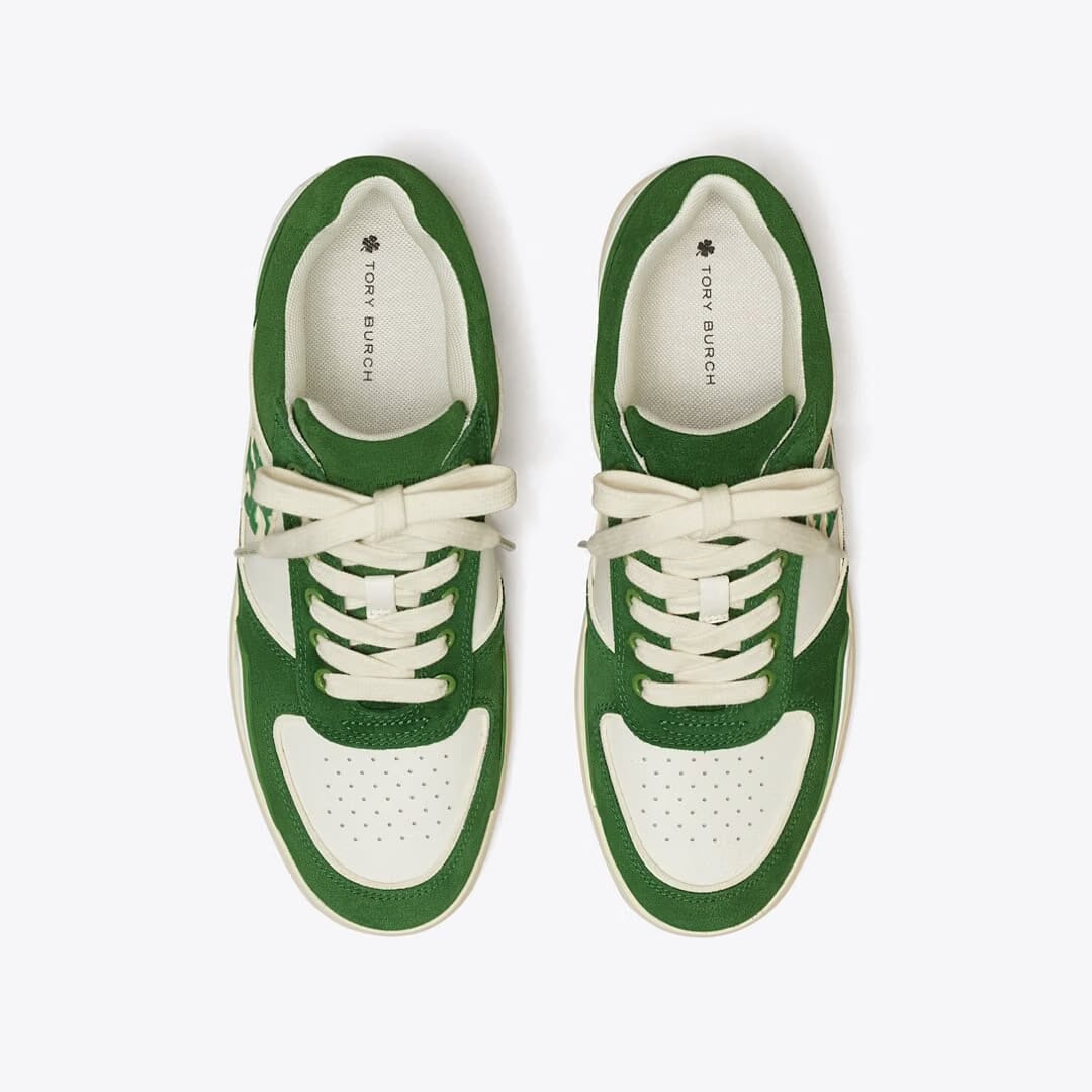 Tory Burch Clover Court Sneaker WHITE / MOSSY GREEN / MOSSY GREEN