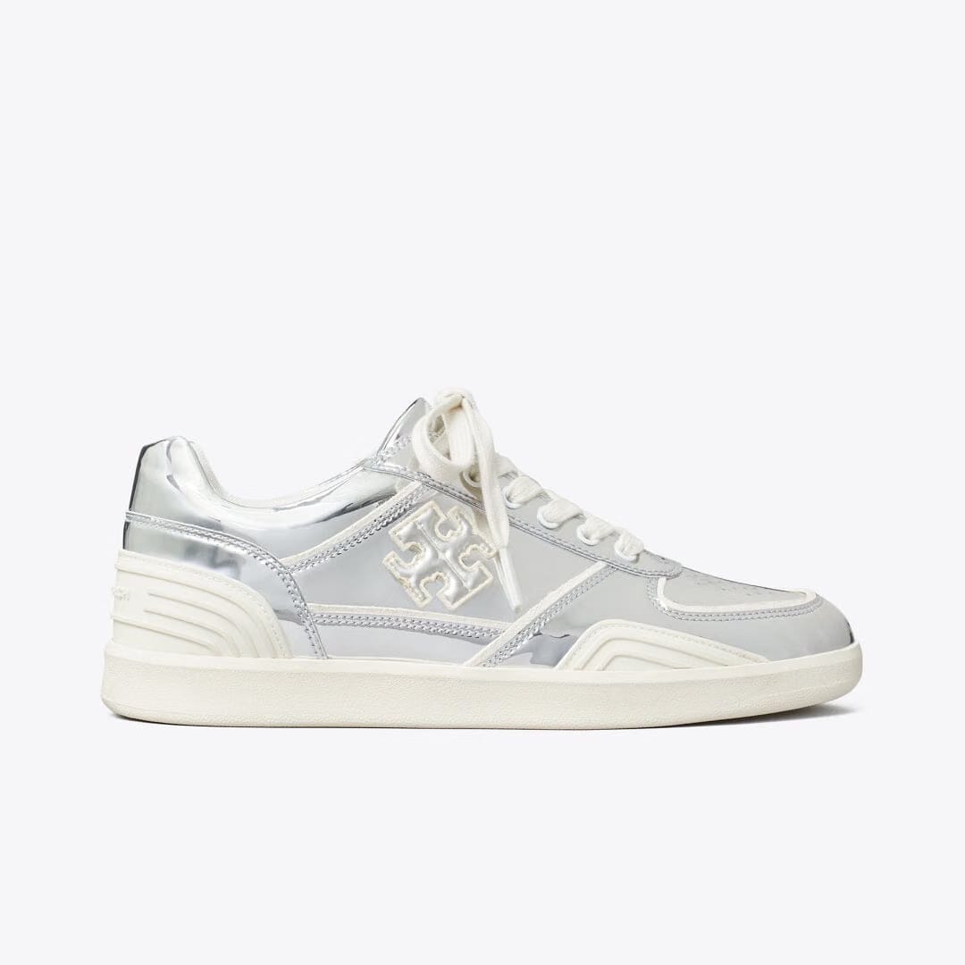 Tory Burch Clover Court Sneaker ARGENTO / 0YSTER MUSHROOM