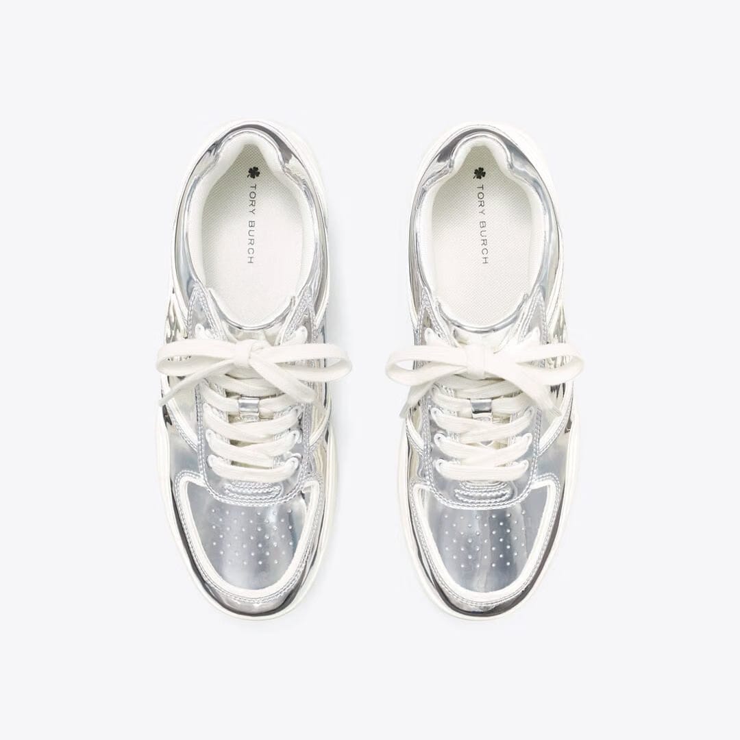 Tory Burch Clover Court Sneaker ARGENTO / 0YSTER MUSHROOM