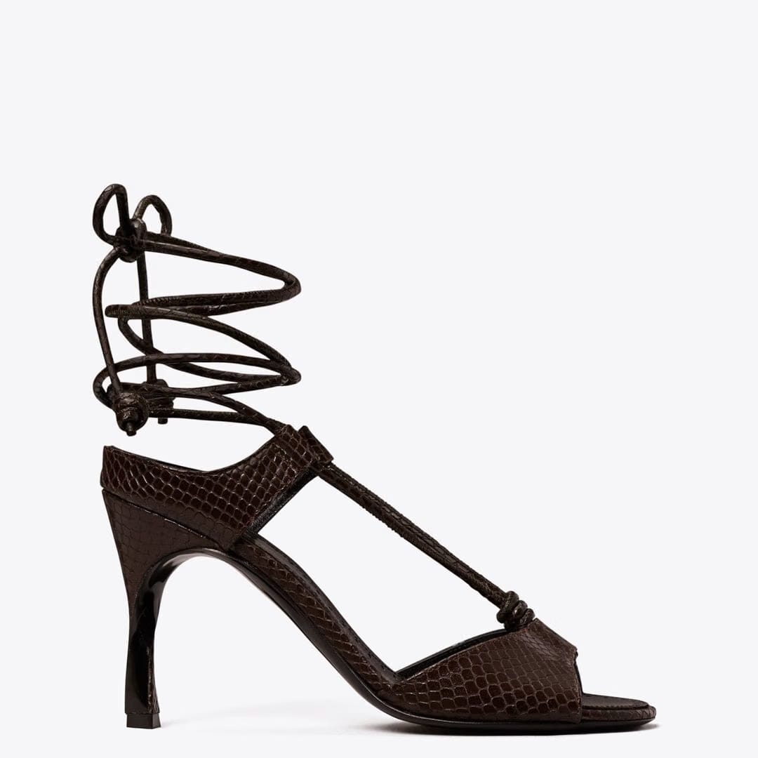 Tory Burch Twisted Heel Sandal CHOCOLATE