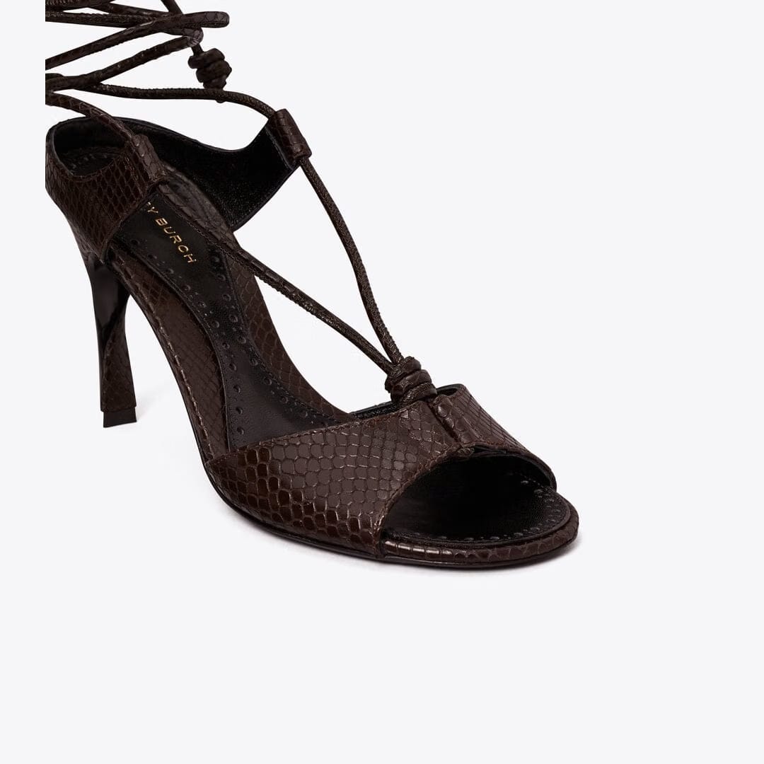 Tory Burch Twisted Heel Sandal CHOCOLATE