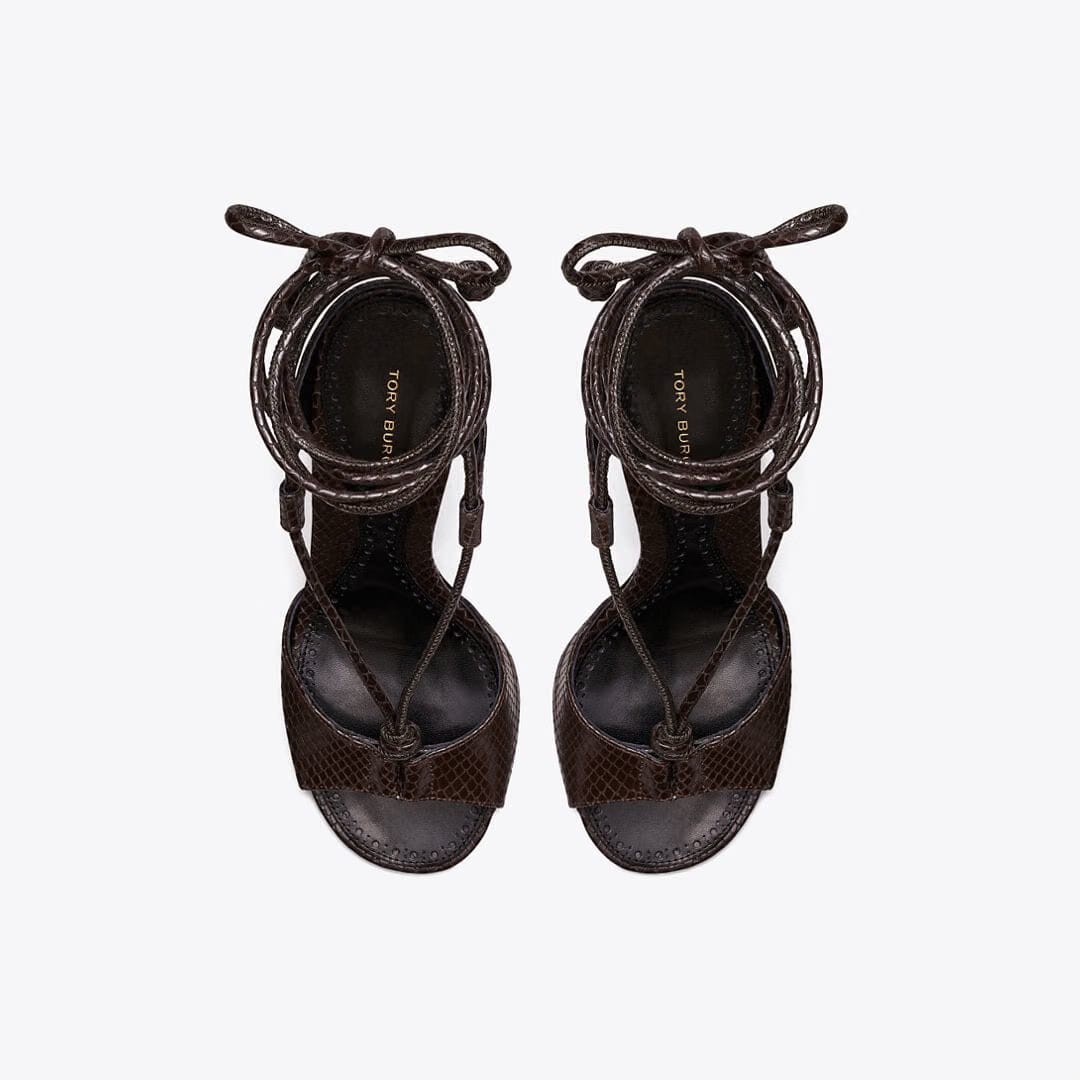 Tory Burch Twisted Heel Sandal CHOCOLATE