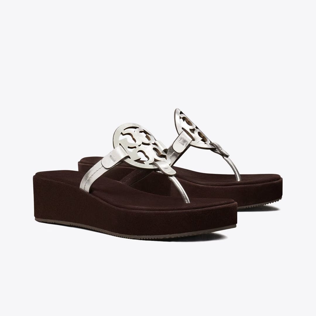 Tory Burch Miller Wedge SILVER / COCOA