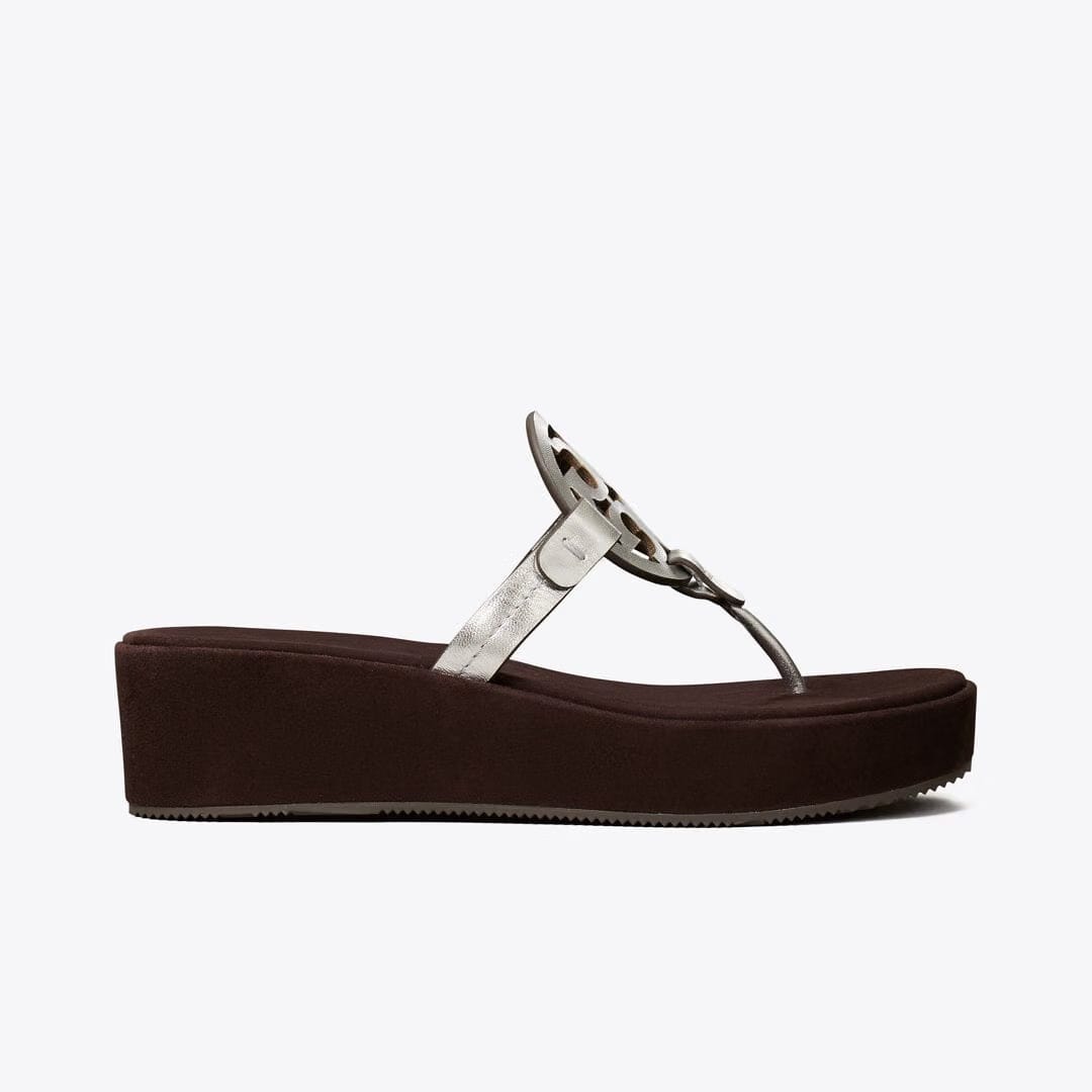 Tory Burch Miller Wedge SILVER / COCOA