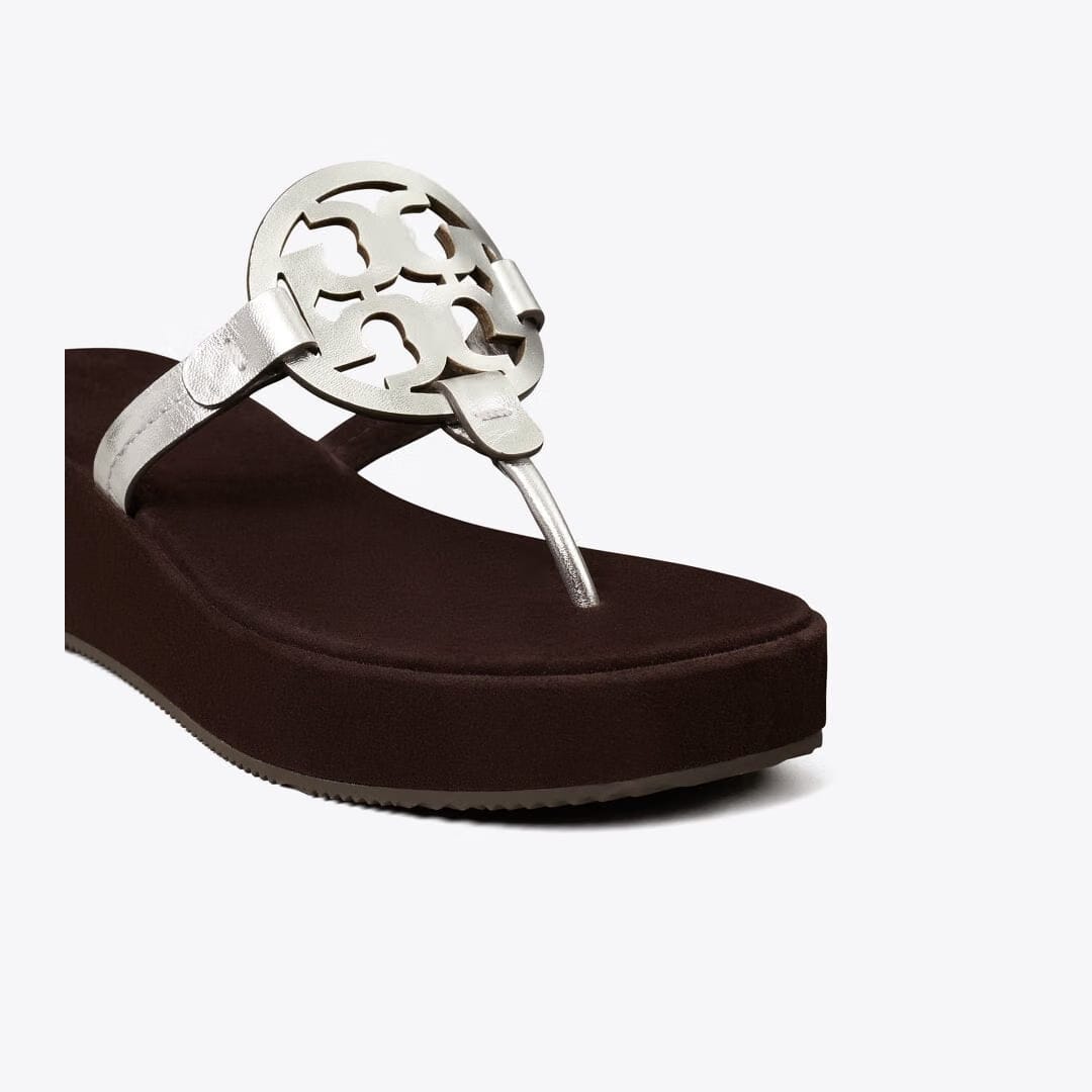 Tory Burch Miller Wedge SILVER / COCOA