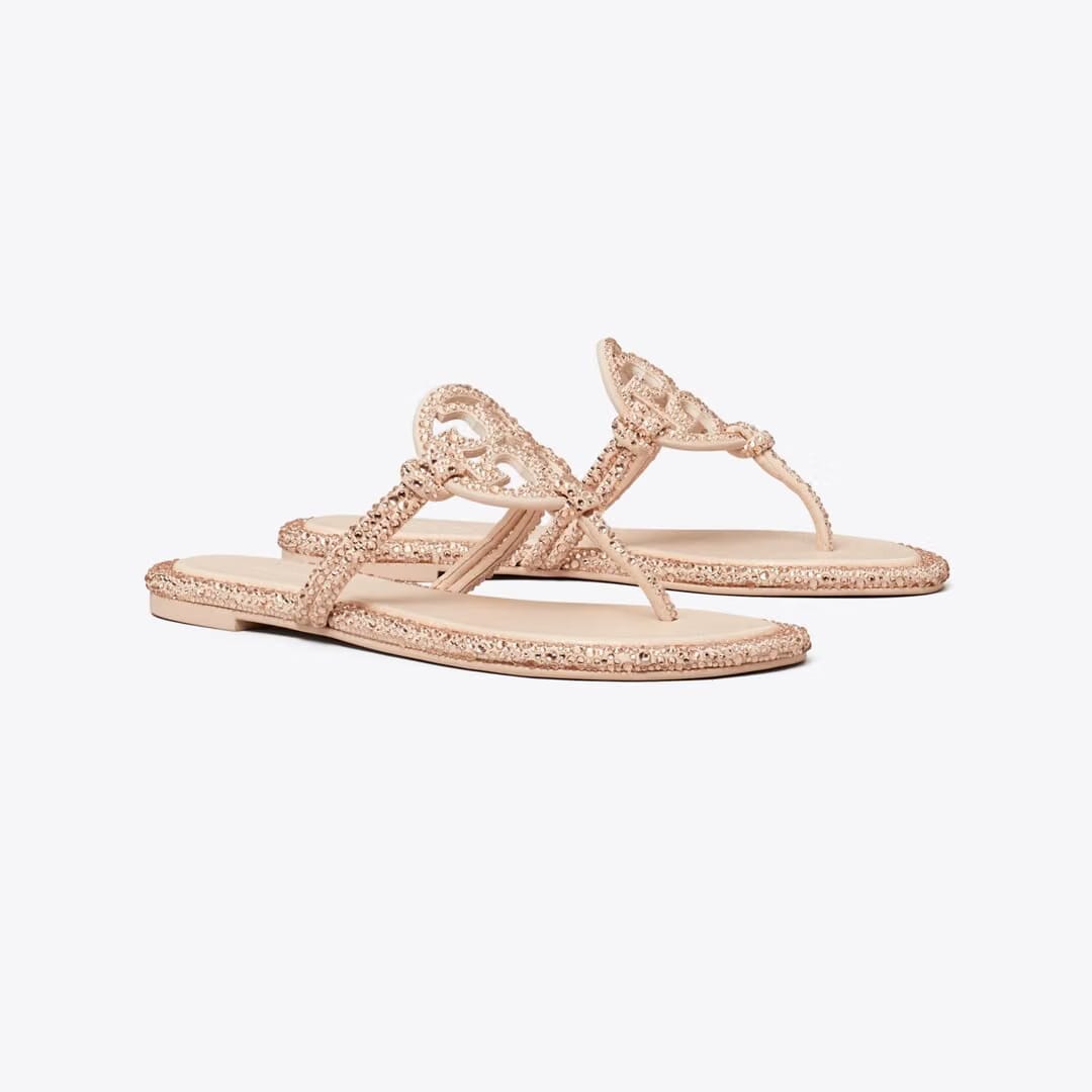 Tory Burch Miller Crystal Knotted Sandal ROSE PINK